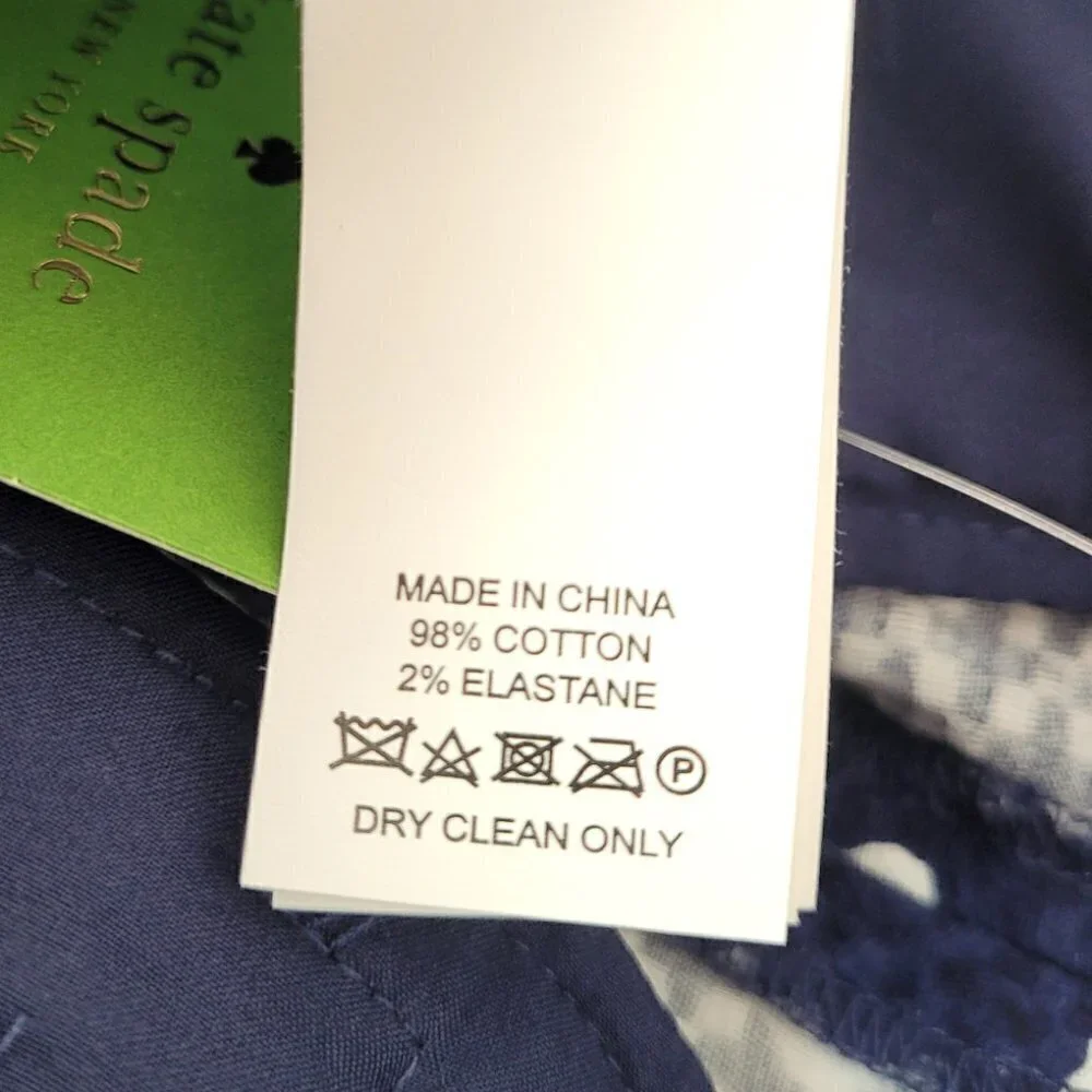 NWT Kate Spade Blue Jacquard Cloud Polka Dot High Waisted Cropped Pants